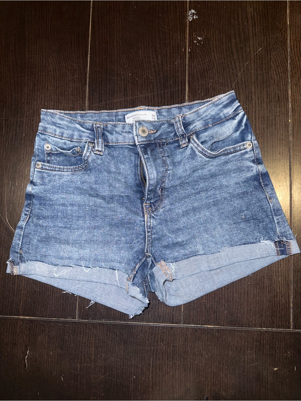 Bluenotes Rolled Hem Distressed Denim Shorts - Blue